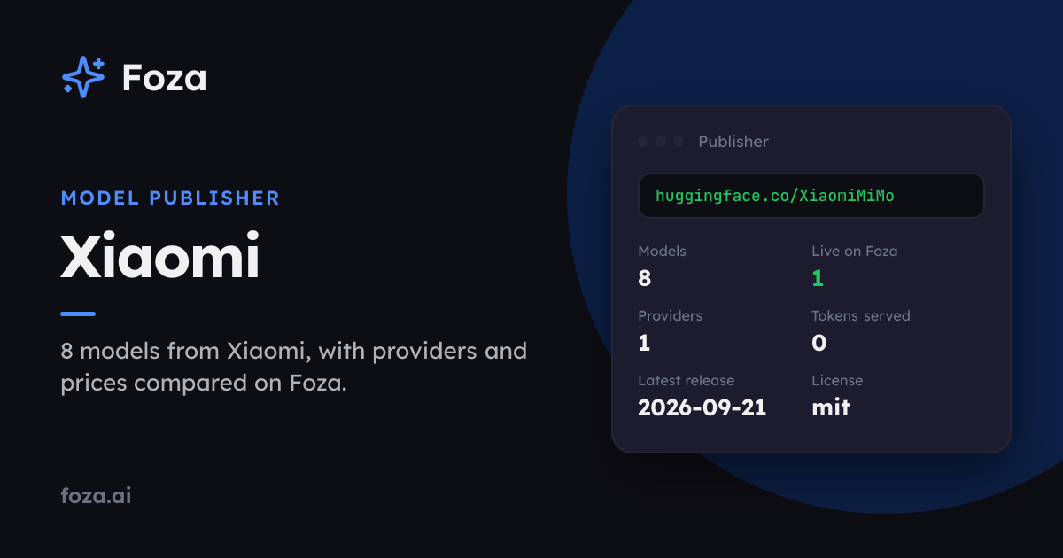 Xiaomi — AI models and providers | Foza